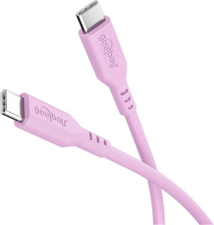 Câble de charge USB-C en silicone, pour appareils USB-C, charge rapide, protection anti-pliage, longueur 1,5 mètre, rose