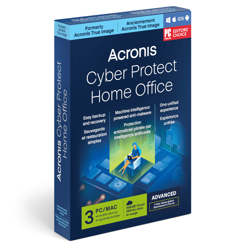 Acronis Cyber Protect Home Office Advanced 2026 | 3 Appareils | 1 An | 500 Go de stockage dans le cloud | Téléchargement