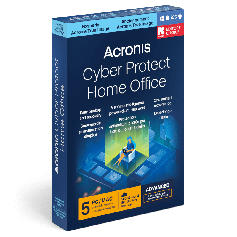 Acronis Cyber Protect Home Office Advanced 2026 | 5 Appareils | 1 An | 500 Go de stockage dans le cloud | Téléchargement